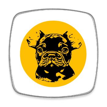 Bouledogue - Magnet carré - blanc - Devant