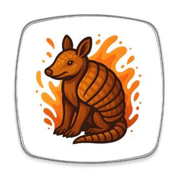 Flaming Armadillo - Square fridge magnet - white - Front