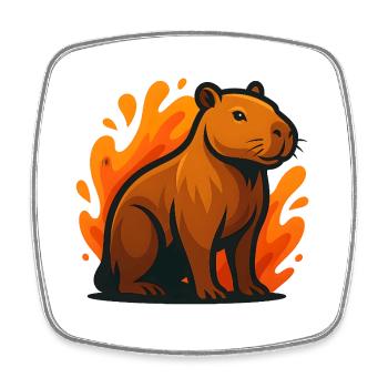 Kapybara in flames illustration - Square fridge magnet - white - Front