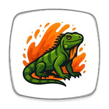 Flaming Ivuan in Green Neon Style - Square fridge magnet - white - Front