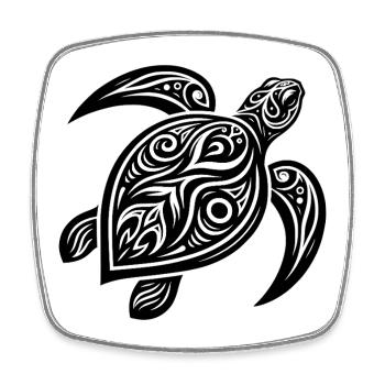 Schildkröte Tattoo Style – Mystisches Design - Viereckiger Kühlschrankmagnet - Weiß - Vorne