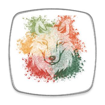Zentangle Wolf - Viereckiger Kühlschrankmagnet - Weiß - Vorne