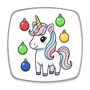 Cute Christmas Unicorn - Square fridge magnet - white - Front