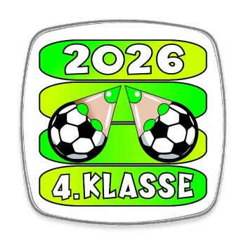 Fußball Grundschule Vierte Klasse 2026 - Viereckiger Kühlschrankmagnet - Weiß - Vorne
