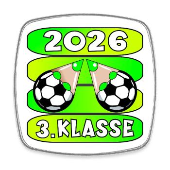 Fußball Grundschule 3. Klasse 2026 - Viereckiger Kühlschrankmagnet - Weiß - Vorne