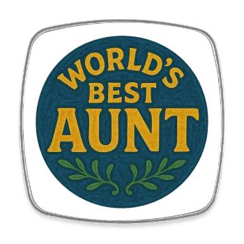 Écusson de la meilleure tante du monde - Magnet carré - blanc - Devant