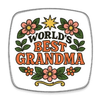 World's Best Grandma Floral - Square fridge magnet - white - Front