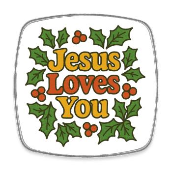 Jesus liebt dich - Viereckiger Kühlschrankmagnet - Weiß - Vorne