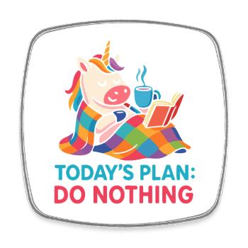 Lazy Unicorn Cozy Day Cute Relax Tee - Square fridge magnet - white - Front