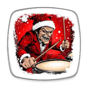 Batteur Santa Claus - Magnet carré - blanc - Devant