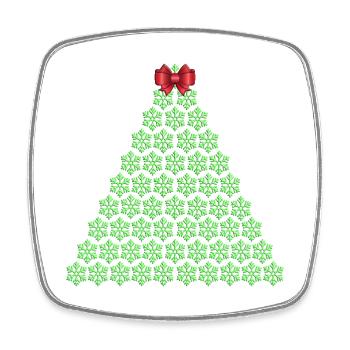 Schneeflocken-Weihnachtsbaum mit Schleife - Viereckiger Kühlschrankmagnet - Weiß - Vorne