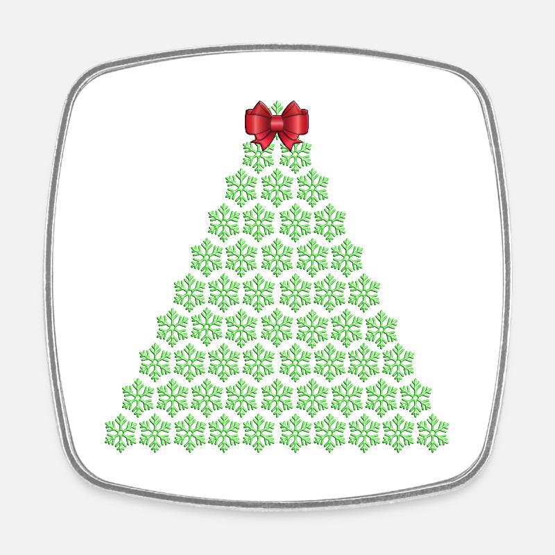 Sapin de Noël en flocon de neige avec nœud - Magnet carré - blanc