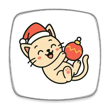 Kitten Christmas Fun Christmas Ball - Square fridge magnet - white - Front