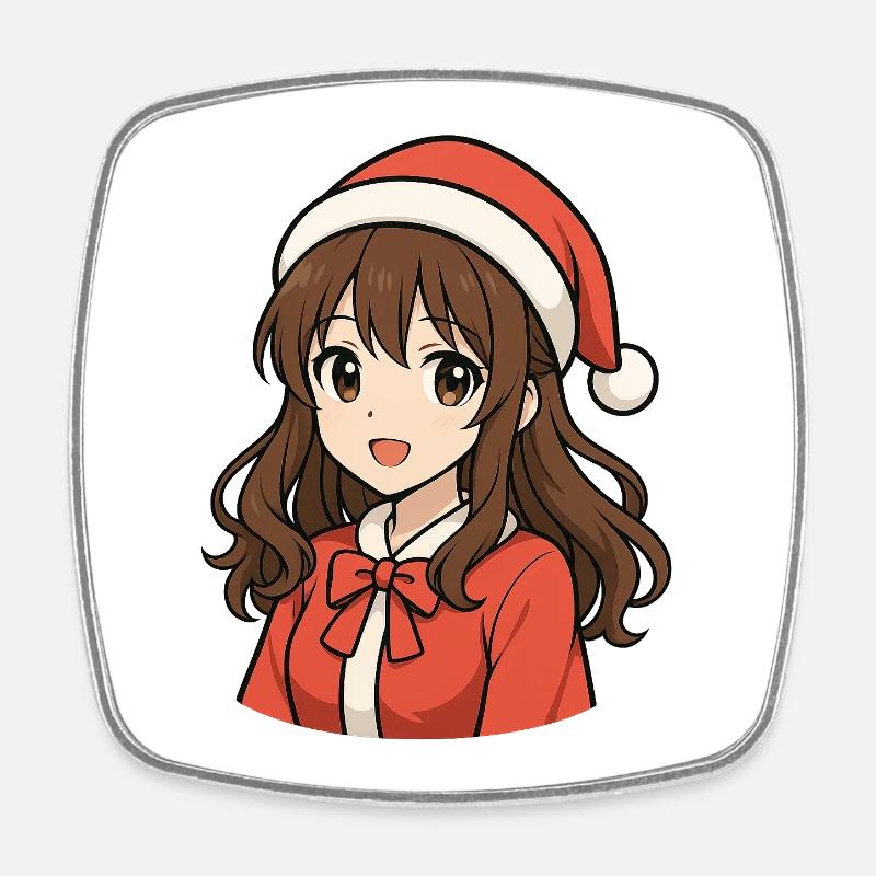 Fille d’anime magique de Noël - Magnet carré - blanc