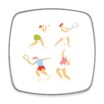 Les joueurs de tennis dans le design graphique moderne - Magnet carré - blanc - Devant