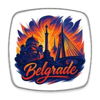 Belgrade Capitale Serbie Silhouette Cadeau - Magnet carré - blanc - Devant