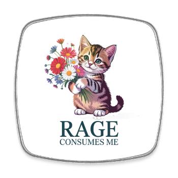 Rage Consumes me - Funny Cat T-Shirt - Square fridge magnet - white - Front