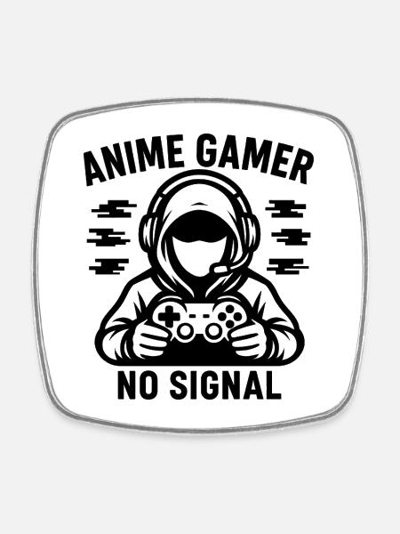 Anime Gamer Without Signal - Square fridge magnet - white