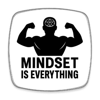 KopfPower Muskeln: Mindset Ist Alles - Viereckiger Kühlschrankmagnet - Weiß - Vorne