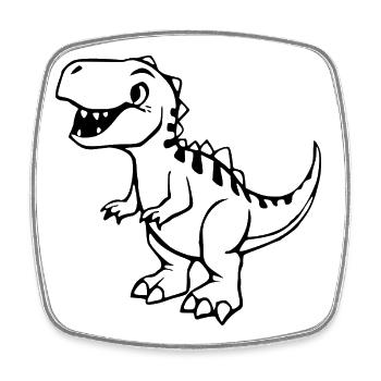 niedlicher Dinosaurier - Viereckiger Kühlschrankmagnet - Weiß - Vorne