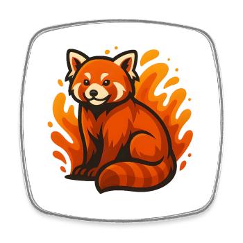 Panda roux ardent - Magnet carré - blanc - Devant