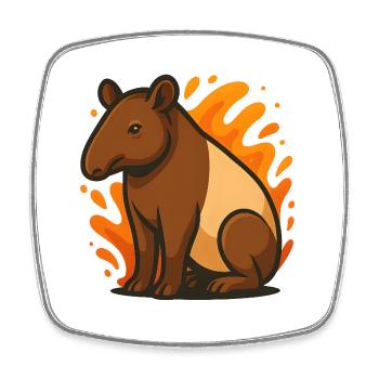 Tapir in flammender orangefarbener Aura - Viereckiger Kühlschrankmagnet - Weiß - Vorne