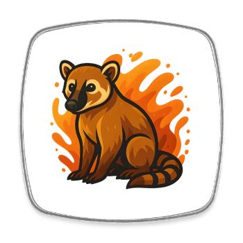 Flammender Nasenbär - Viereckiger Kühlschrankmagnet - Weiß - Vorne