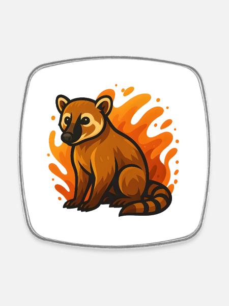 Flaming Nose Bear - Square fridge magnet - white