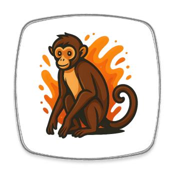 Klammeraffe in Flammender Aura - Viereckiger Kühlschrankmagnet - Weiß - Vorne
