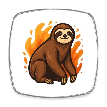 Flaming sloth - Square fridge magnet - white - Front