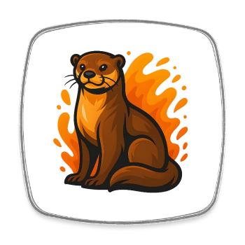 Flaming Otter - Square fridge magnet - white - Front