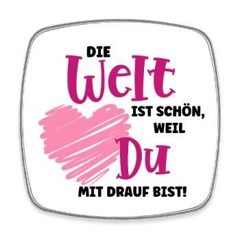 The world is beautiful – declaration of love - Square fridge magnet - white - Front