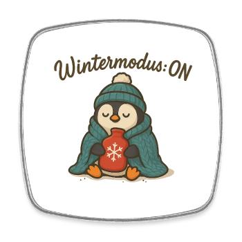 Wintermodus ON - Viereckiger Kühlschrankmagnet - Weiß - Vorne