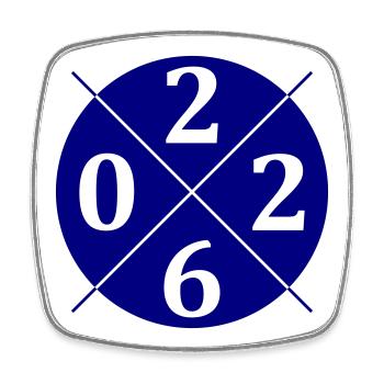 2026 Kreis - Viereckiger Kühlschrankmagnet - Weiß - Vorne
