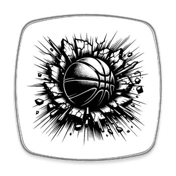 Basketball throw destroys a wall - Square fridge magnet - white - Front