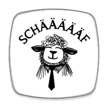 SCHÄF – Lustiges Schaf Wortspiel Chef Geschenk - Viereckiger Kühlschrankmagnet - Weiß - Vorne