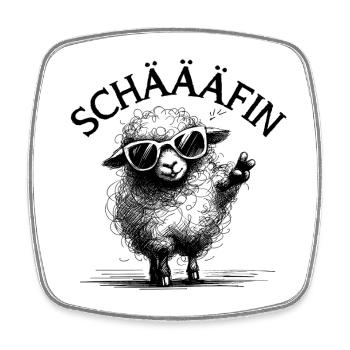 SCHÄFIN – Lustiges Schaf Chefin Wortspiel Geschenk - Viereckiger Kühlschrankmagnet - Weiß - Vorne