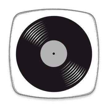 Stilisierte schwarze Vinyl-Schallplatte - Viereckiger Kühlschrankmagnet - Weiß - Vorne