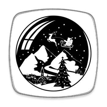 Santa Snow Globe with Reindeer and Sleigh - Square fridge magnet - white - Front