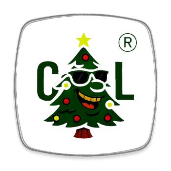Christmas tree with cool sunglasses - Square fridge magnet - white - Front
