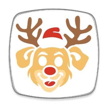 Joyeux Noël chien avec des bois - Magnet carré - blanc - Devant