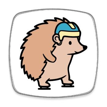 Igel Schlittschuhlaufen Hockey - Square fridge magnet - white - Front
