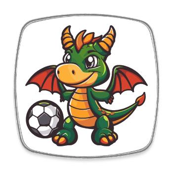 Drache mit Ball - Viereckiger Kühlschrankmagnet - Weiß - Vorne