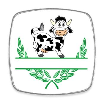 Cow Laurel Wreath with Namespace - Square fridge magnet - white - Front