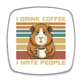 Grumpy Guinea Pig Coffee Quote - Square fridge magnet - white - Front