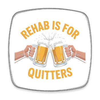 Reha ist für Aufsteiger - Cool Beer Logo - Viereckiger Kühlschrankmagnet - Weiß - Vorne