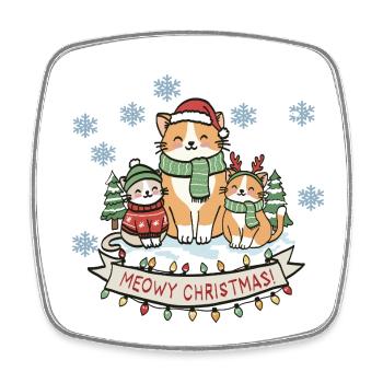 Meowy Christmas Katzentrio - Viereckiger Kühlschrankmagnet - Weiß - Vorne