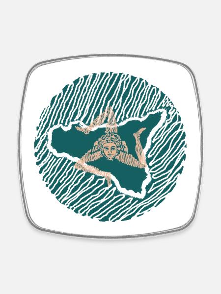 Sicily Trinacria Artistic design - Square fridge magnet - white