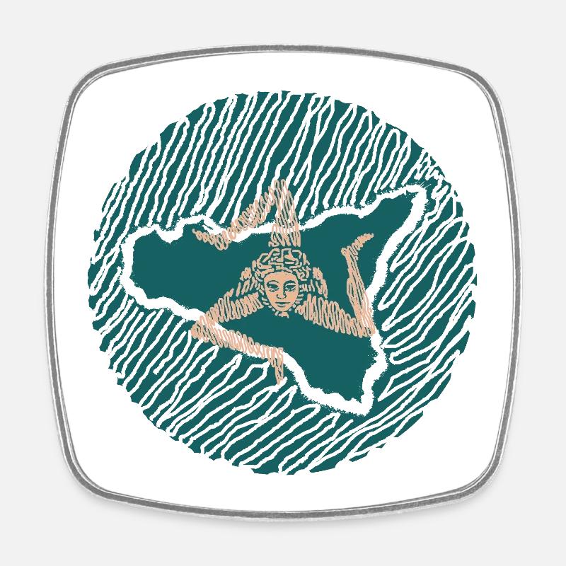 Trinacria de Sicile Design artistique - Magnet carré - blanc