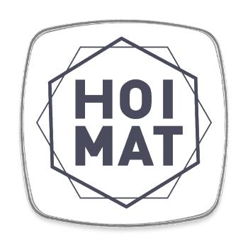 Geometrischer HOIMAT Hexagon-Text - Viereckiger Kühlschrankmagnet - Weiß - Vorne